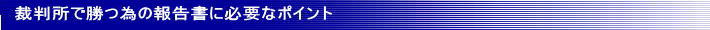 裁判所で勝つ為の報告書に必要なポイント
