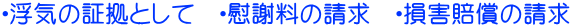 ・浮気の証拠として ・慰謝料の請求 ・損害賠償の請求